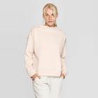 Women's Dolman Long Sleeve Mock Turtleneck Sweatshirt Prologue Cream Xs, Women's, Beige