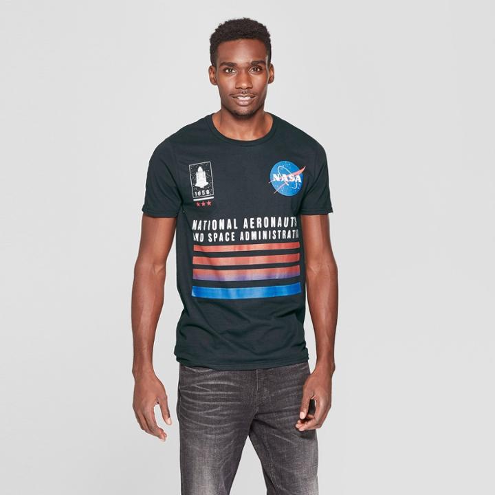 Men's Short Sleeve Nasa Crew T-shirt - Black