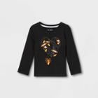 Toddler Girls' Spider Web Heart Long Sleeve Graphic T-shirt - Cat & Jack Black