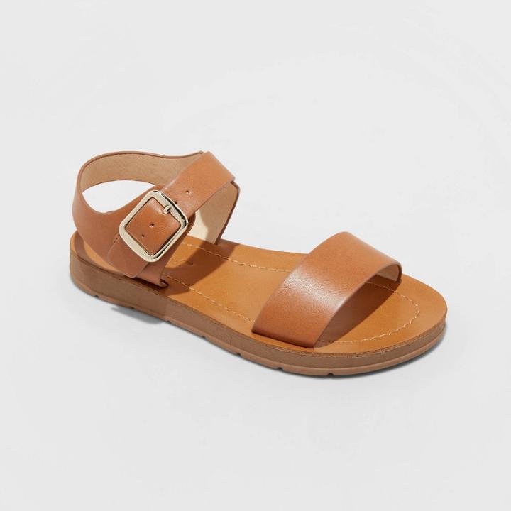 Girls' Kamila Buckle Ankle Strap Sandals - Cat & Jack Cognac