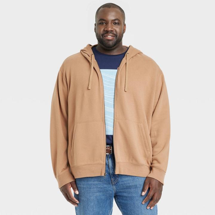Men's Big & Tall Fleece Zip-up Hoodie - Goodfellow & Co Brown