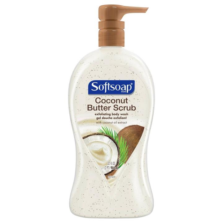 Softsoap Coconut & Butter Scrub Exfoliating Body Wash Pump