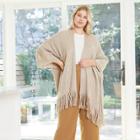 Women's Plus Knit Cape Ruana - A New Day Camel
