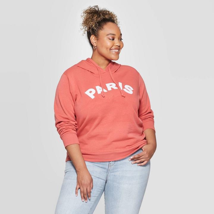 Fifth Sun Women's Pairs Plus Size Long Sleeve Hooded Sweatshirt - Red 1x, Women's,