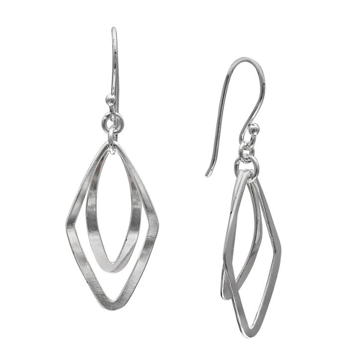 Target Women's Polished Diamond Shaped And Marquis Drop Earrings In Sterling Silver -