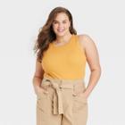 Women's Plus Size Ribbed Tank Bodysuit - A New Day Yellow