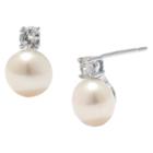 Target Sterling Silver Cubic Zirconia And Pearl Stud Earrings - Silver/clear, Women's