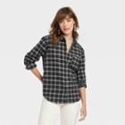 Women's Relaxed Fit Long Sleeve Flannel Button-down Shirt - Universal Thread Charcoal Gray Plaid