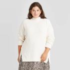 Women's Plus Size Mock Turtleneck Tunic Pullover Sweater - A New Day Cream