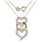 Prime Art & Jewel 18k Yellow Gold Plated Sterling Silver Diamond Accent 3 Linked Hearts Pendant Necklace With 18 Chain, Girl's