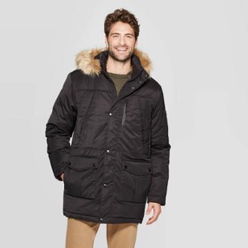 Men's Standard Fit Long Sleeve Parka Winter Coat - Goodfellow & Co Black M,