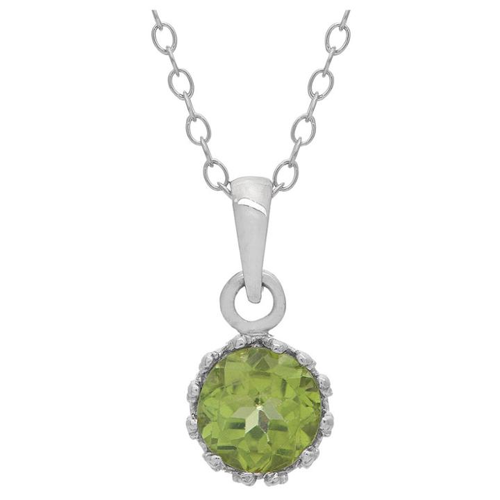 5/6 Tcw Tiara Peridot Crown Pendant In Sterling