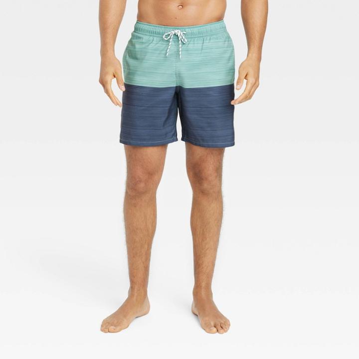 Men's 7 Colorblock Swim Shorts - Goodfellow & Co Blue