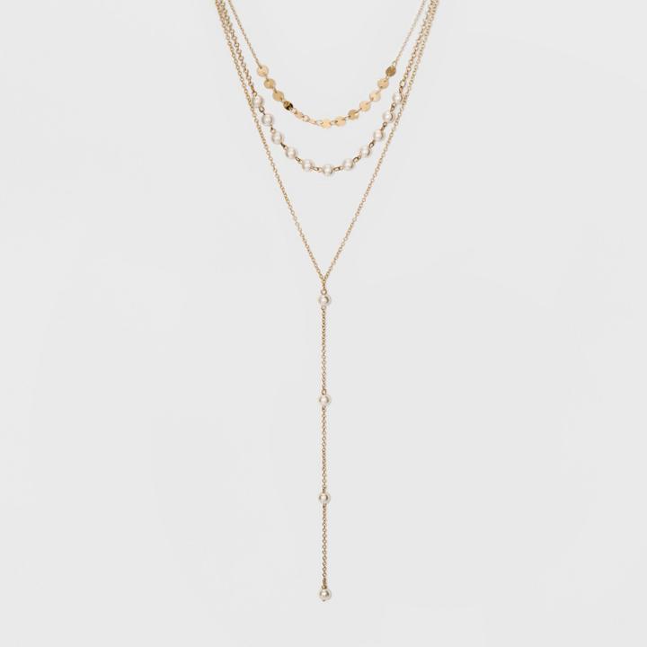 Glitzy, Coins, And Chain Long Necklace - A New Day Gold