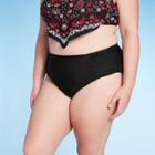 Women's Plus Size Shirred Cheeky High Waist Bikini Bottom - Xhilaration Black