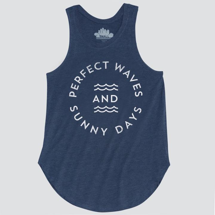 Women's Perfect Waves And Sunny Days Graphic Tank Top - Awake Navy M, Size: