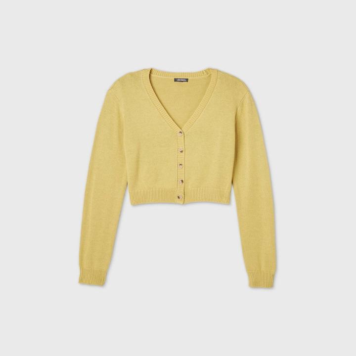 Women's Cropped Button-front Cardigan - Wild Fable Green