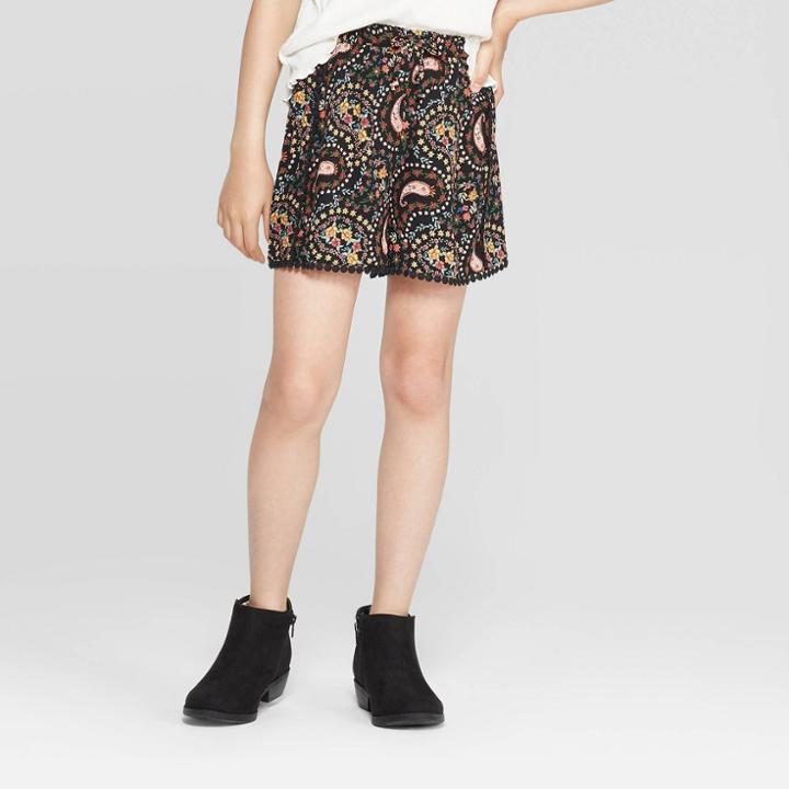 Target Girls' Floral Shorts - Art Class Black
