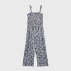 Girls' Floral Smocked Jumpsuit - Art Class Gray