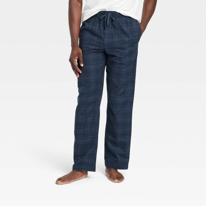 Men's Plaid Flannel Pajama Pants - Goodfellow & Co Navy Blue