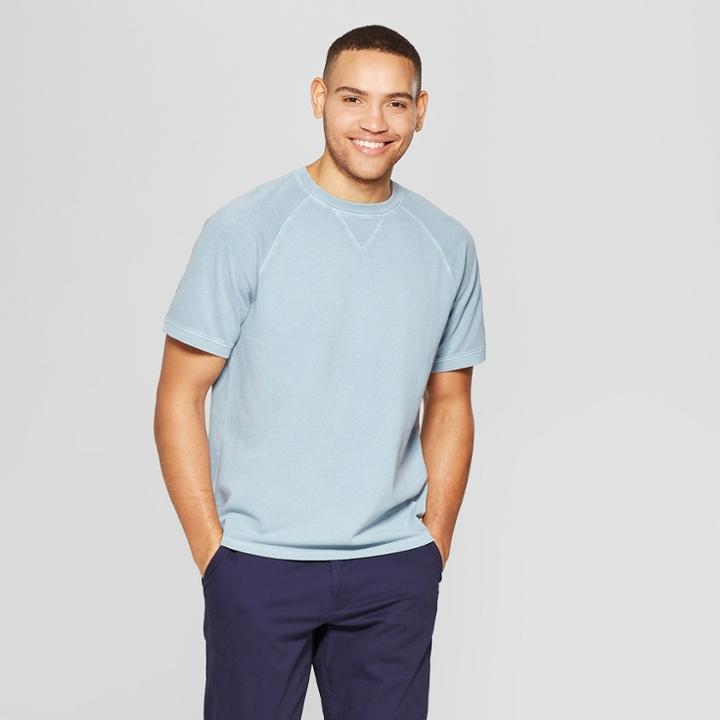 Men's Regular Fit Short Sleeve Pique Shirt - Goodfellow & Co Blue Cohosh