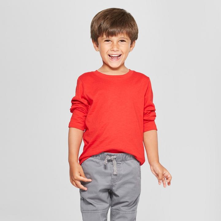 Toddler Boys' Long Sleeve T-shirt - Cat & Jack Red