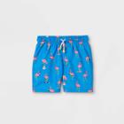 Toddler Boys' Flamingo Print Swim Trunks - Cat & Jack Blue