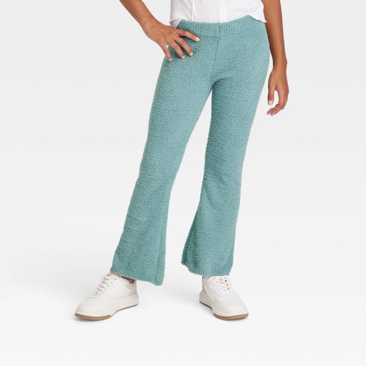 Girls' Cozy Flare Pants - Art Class Teal Green