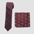 Men's Plaid Deer Check Tie And Pocket Square Set - Goodfellow & Co Wine, Men's, Size:
