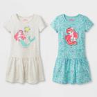 Toddler Girls' 2pk Disney Princess Ariel T-shirt Dresses - White/turquoise 4t, Girl's,