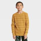 Boys' Textured Striped Crew Neck Sweater - Cat & Jack Mustard Yellow
