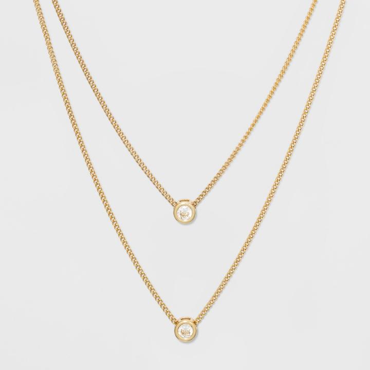 Target Channel Cubic Zirconia Short Two Row Necklace - A New Day Clear/gold