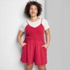 Women's Plus Size Sleeveless Smocked Top Knit Romper - Wild Fable Red