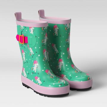 Girls' Rain Boots Unicorn Mint M - Sun Squad , Size: