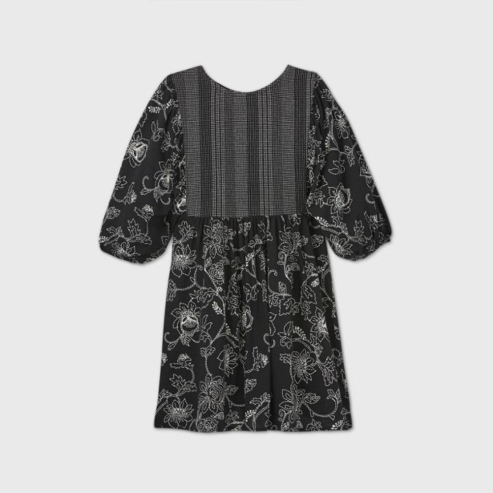 Girls' Floral Woven Dress - Art Class Black