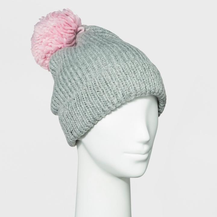 Women's Knit Beanie With Pom - Wild Fable