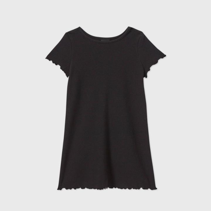 Toddler Girls' Short Sleeve Ribbed T-shirt Dress - Art Class Black