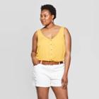 Women's Plus Size V-neck Button Front Knit To Woven Tank Top - Universal Thread