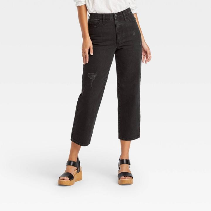 Women's High-rise Vintage Straight Jeans - Universal Thread Black