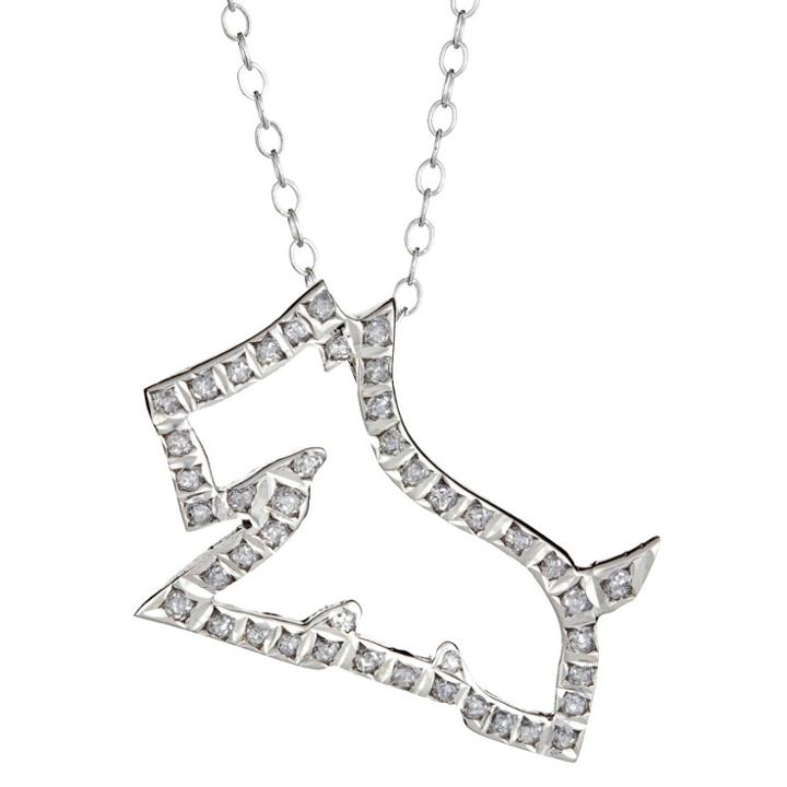 Target Sterling Silver Dog Pendant Necklace With Diamond Accents - White, Women's