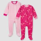 Gerber Girls' 2pk Snug Fit Footed Pajama - Pink