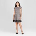 Women's Menswear Plaid Lace Trim Fit And Flare Dress - Melonie T - Black/red