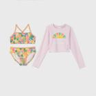 Girls' Long Sleeve Happy Days 3pc Rash Guard Swim Suit Set - Art Class