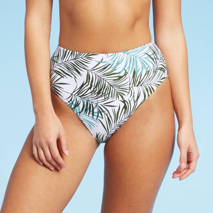 Women's High Waist Bikini Bottom - Sunn Lab Swim White Xs, Women's, White Green Blue
