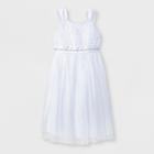 Mia & Mimi Girls' Sleeveless Soutache Dressy Dress - White