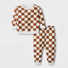 Grayson Mini Baby 2pc Fleece Check Top & Bottom Set - Brown Newborn