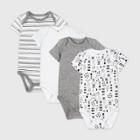 Honest Baby 4pk Pattern Play Organic Cotton Short Sleeve Bodysuit - Black/white