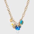 Heart Flower And Mushroom Charm Chain Necklace - Wild Fable