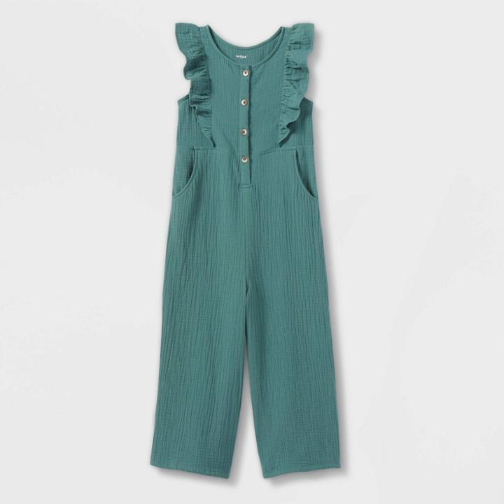 Girls' Adaptive Jumpsuit - Cat & Jack Dusty Green