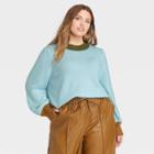 Women's Plus Size Crewneck Pullover Sweater - Who What Wear Blue Colorblock